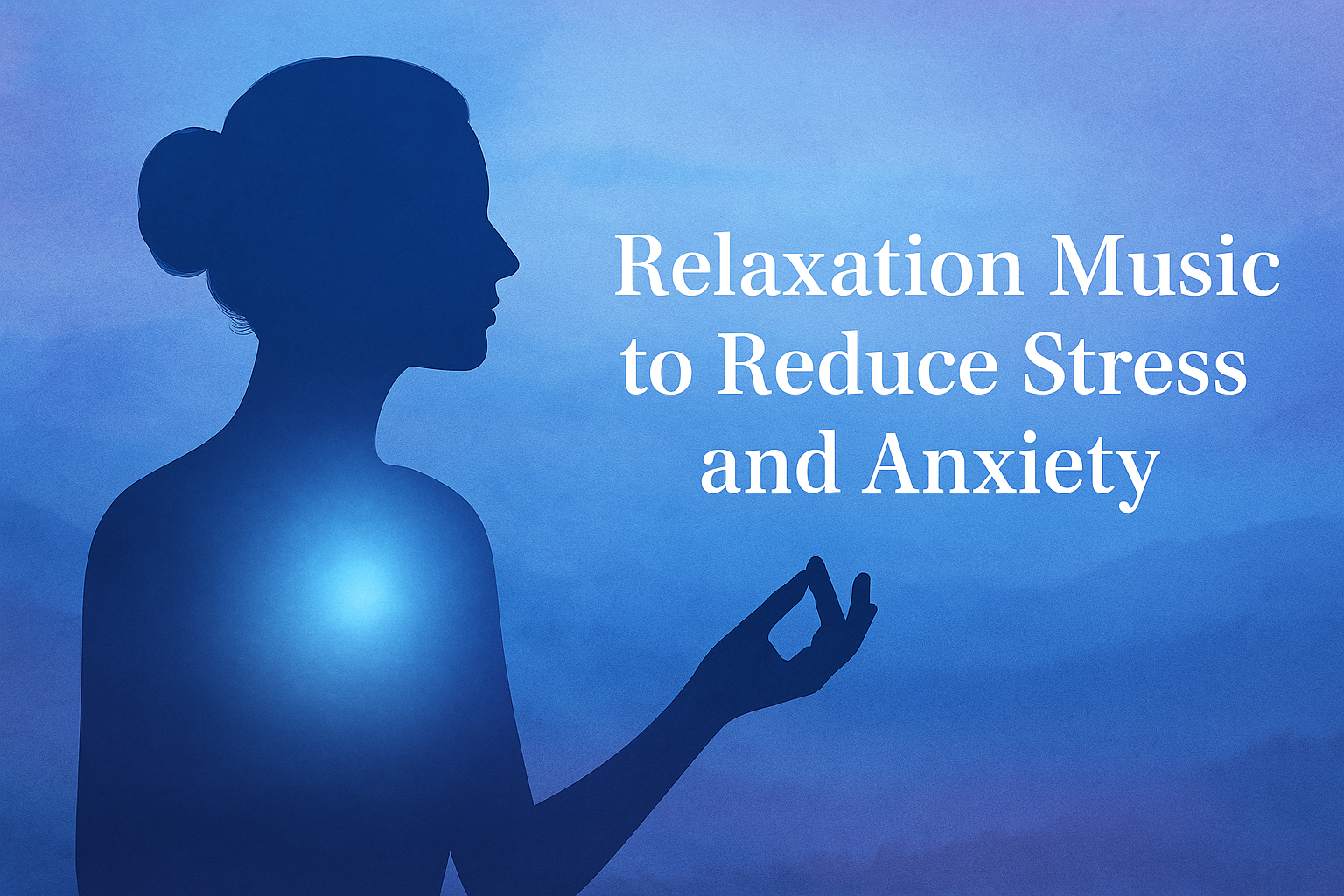 Relaxation music to reduce stress and anxiety, illustration of woman meditating, Enhanced Healing Counseling Port Charlotte FL.